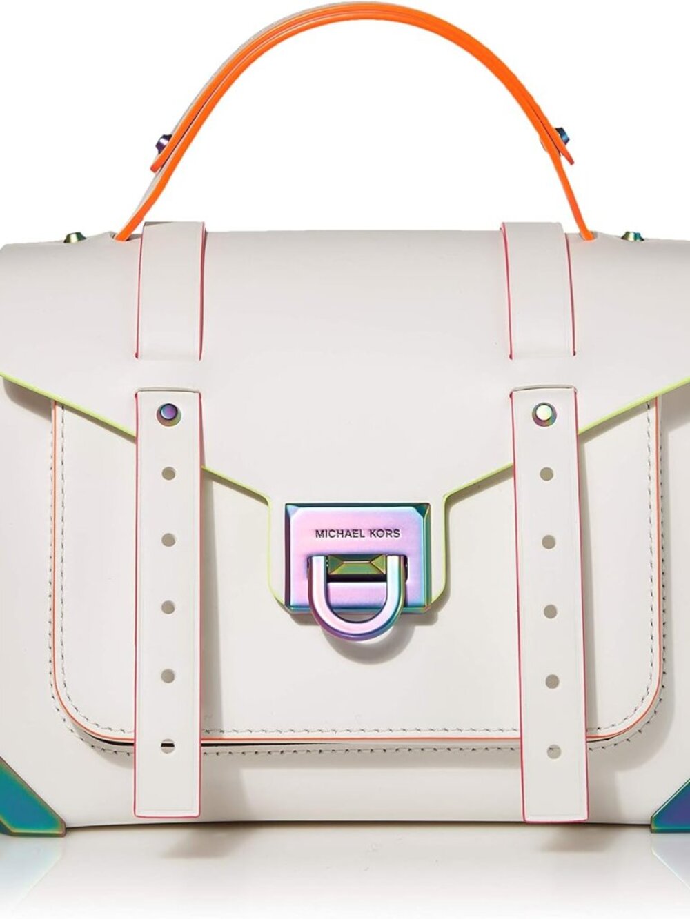 Michael Kors Manhattan Medium Satchel - White Neon Iridescent